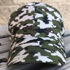 NWT🧢 SOMETHING SPECIAL GREEN WHITE BROWN CAMOUFLAGE ADJUSTABLE BASEBALL HAT CAP